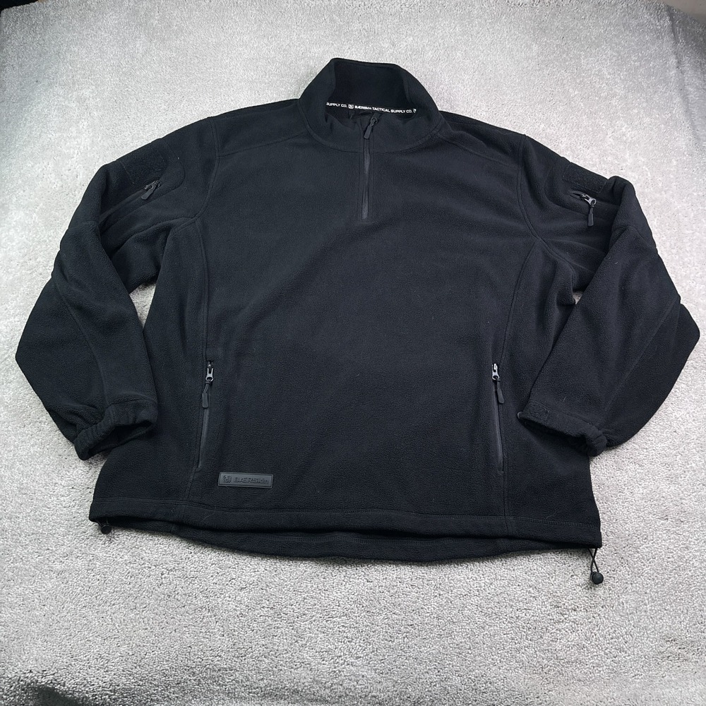 Baerskin Tactical Jacket Men 3XL Black Heavy Fleece Quarter Zip Pullover Utility